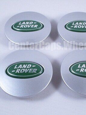 Brand New 4 pcs Land Rover  Green Silver CHROME Wheel Center Caps 63mm E…